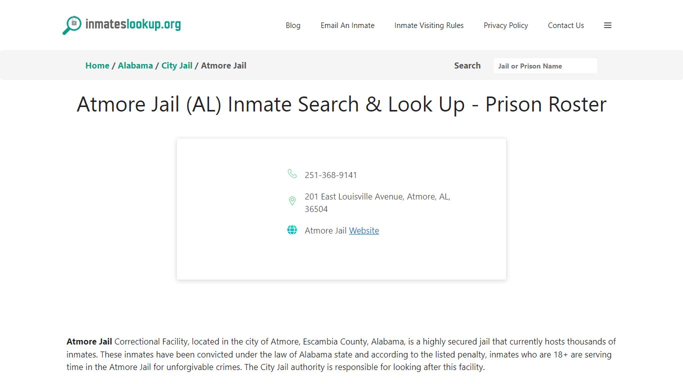 Atmore Jail (AL) Inmate Search & Look Up - Prison Roster